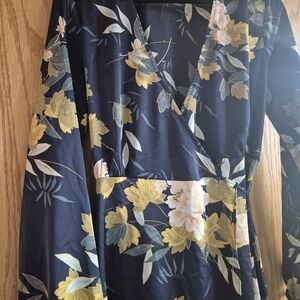 WOMENS Lulu's Navy Floral Wrap Dress size L